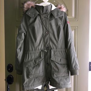 Army Green jacket with furr hood